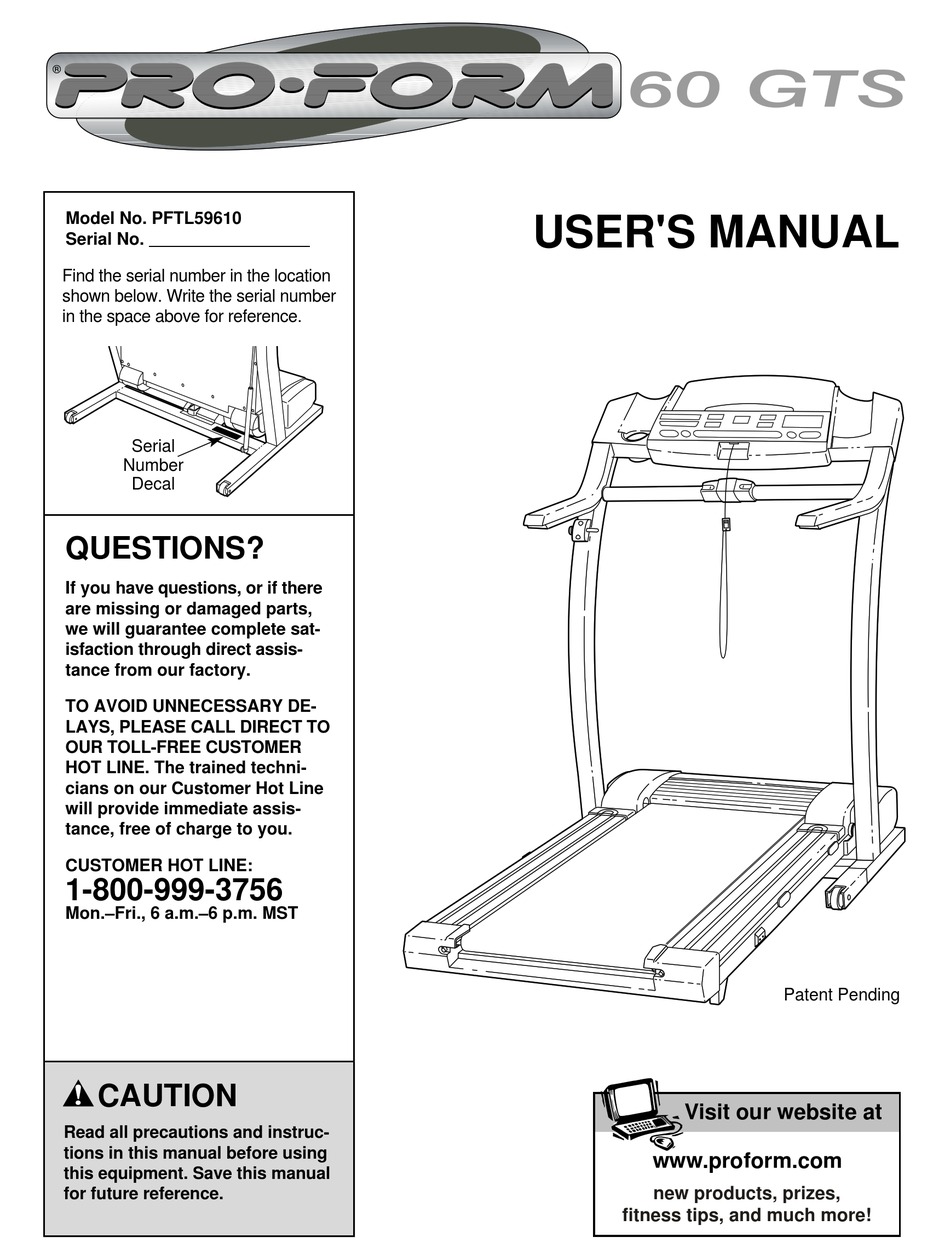 PROFORM TREADMILL PFTL59610 USER MANUAL Pdf Download | ManualsLib