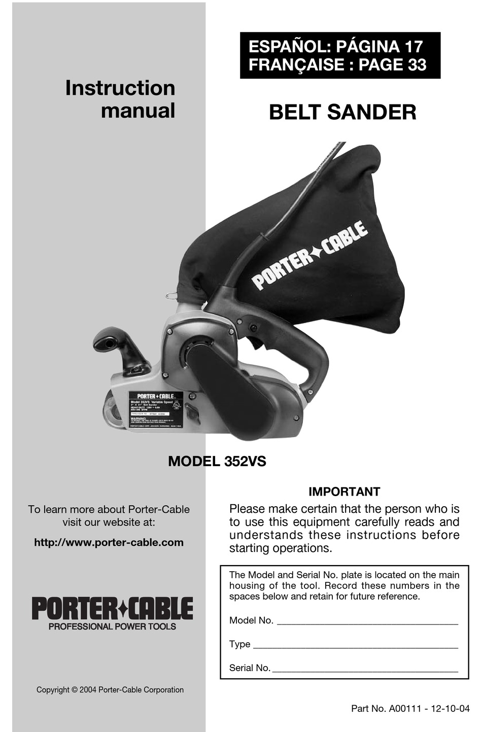 2 Genuine Porter Cable Sander Drive Belt J 336 337 351 352 352VS Sanders 848530