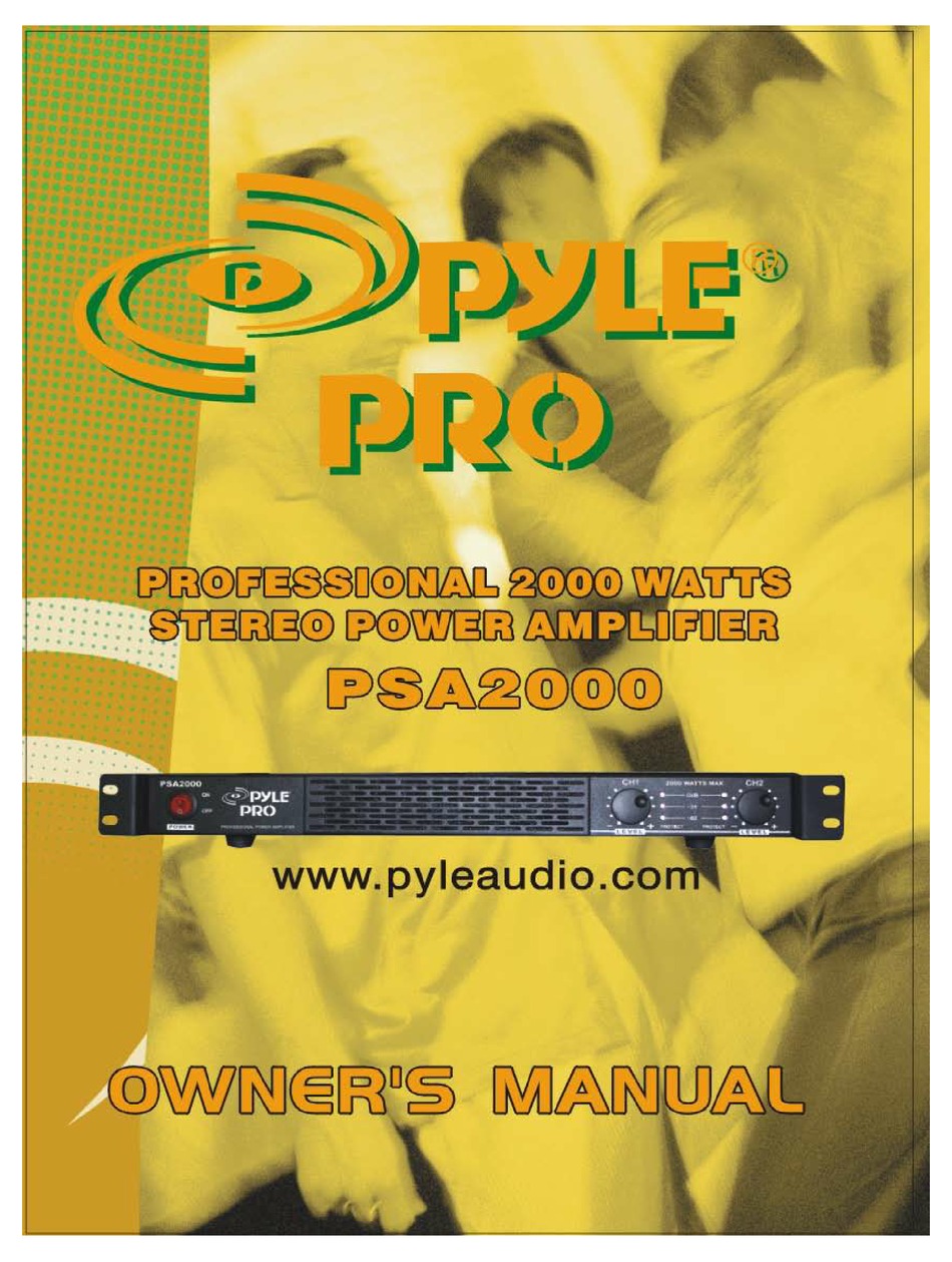 PYLE PRO PSA2000 OWNER'S MANUAL Pdf Download ManualsLib
