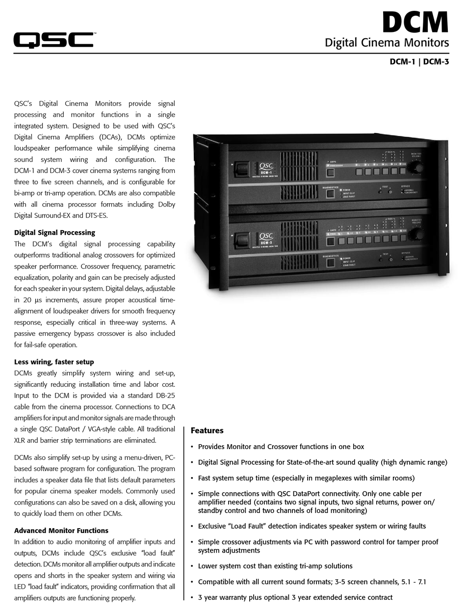 QSC DCM1 SPECIFICATION SHEET Pdf Download ManualsLib