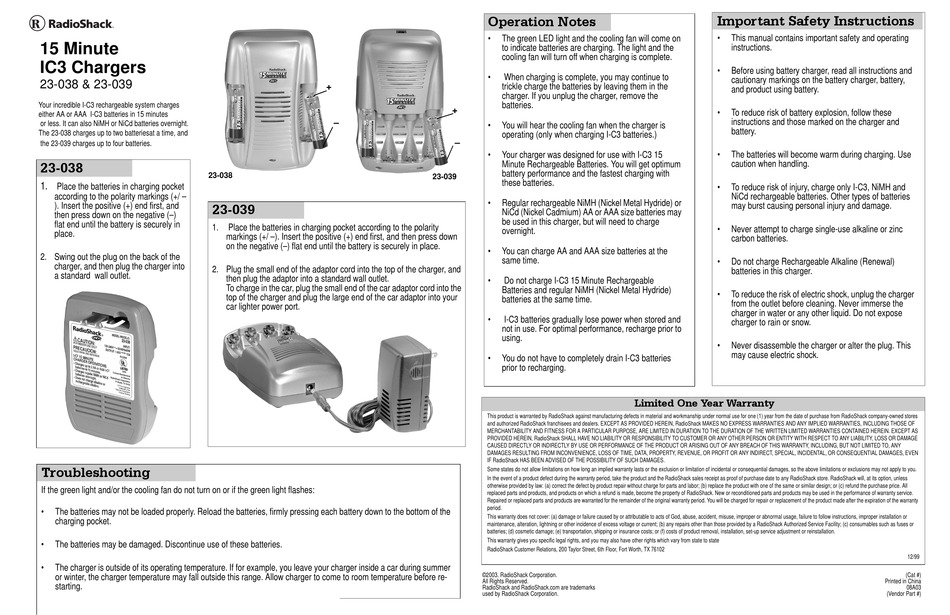 how to use radio shack battery charger