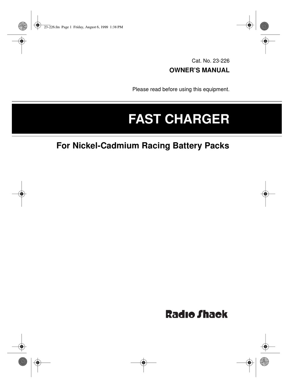 radio shack battery charger 23-2027 user manual