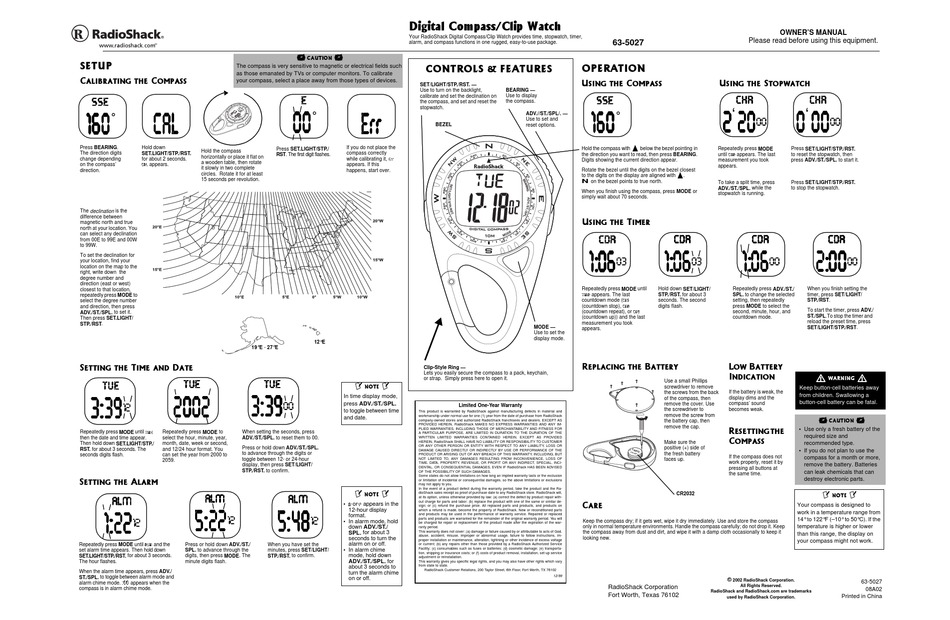 RADIO SHACK 635027 OWNER'S MANUAL Pdf Download ManualsLib