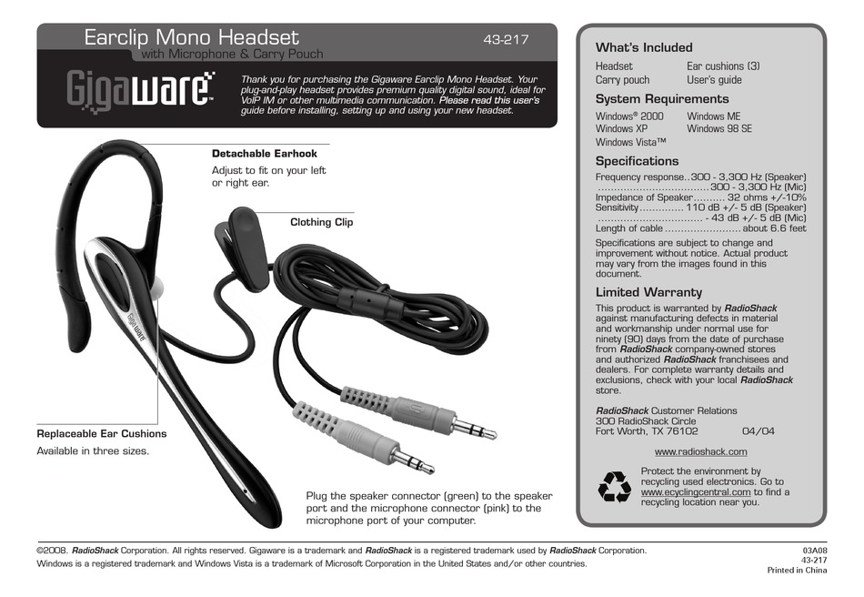 GIGAWARE 43217 USER MANUAL Pdf Download ManualsLib