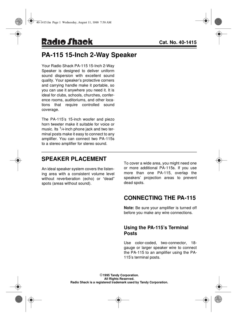 radio shack 15 inch speakers