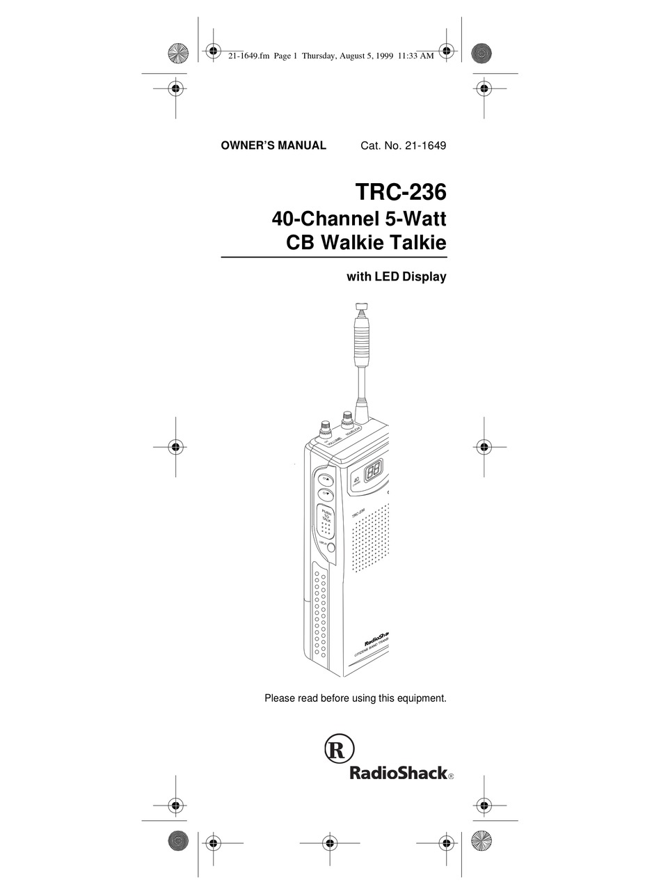 RADIO SHACK TRC236 OWNER