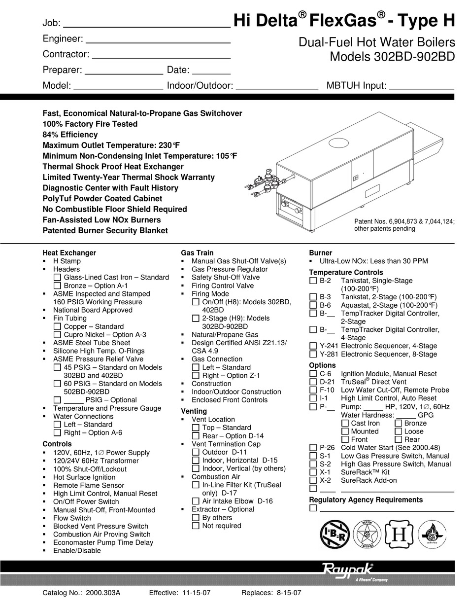 RAYPAK 302BD-902BD SPECIFICATIONS Pdf Download | ManualsLib