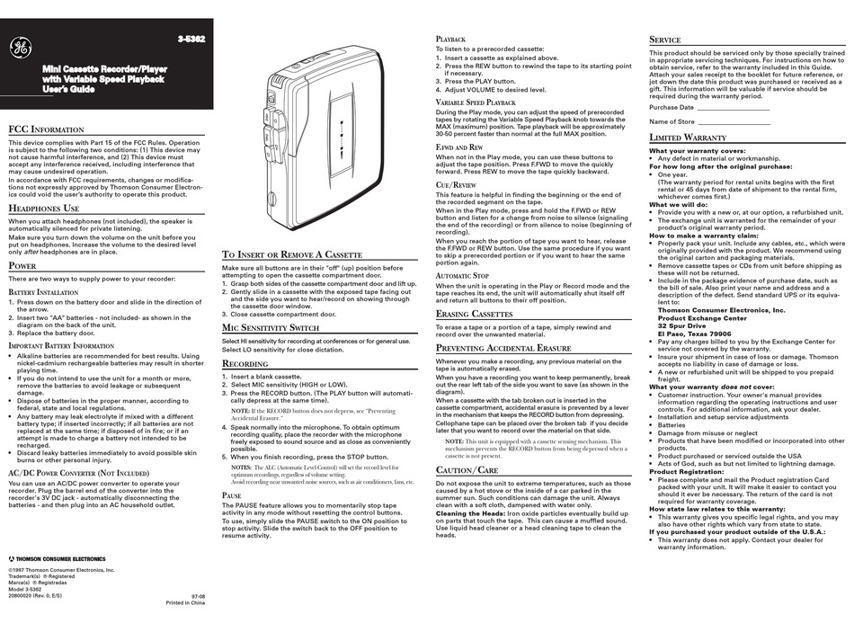 GE 3-5362 USER MANUAL Pdf Download | ManualsLib