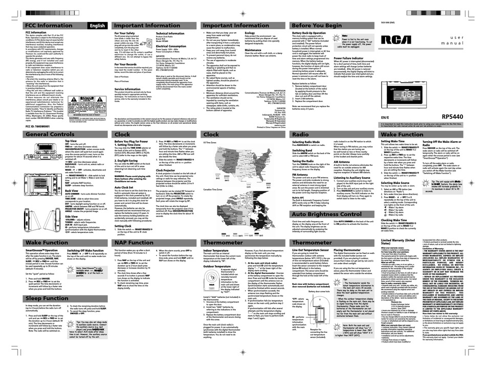 RCA RP5440 USER MANUAL Pdf Download | ManualsLib