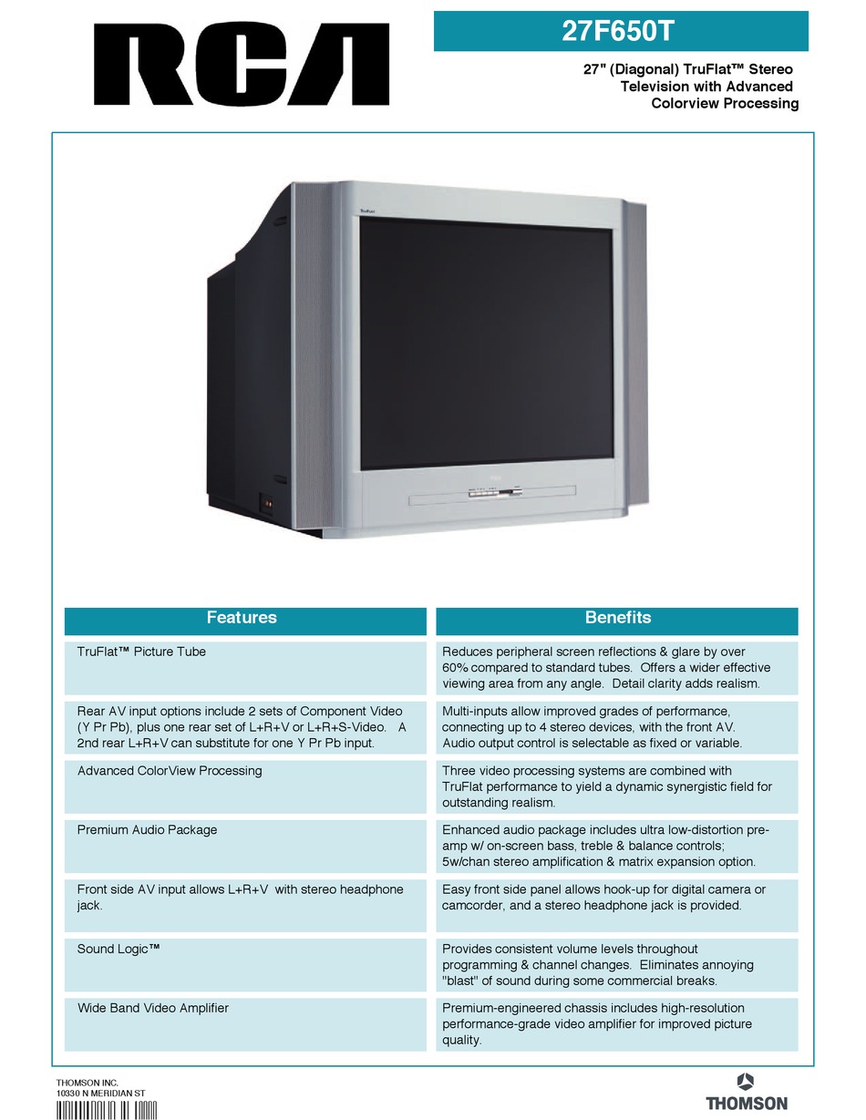 Rca 27f650t Specification Pdf Download Manualslib Rca 27f650t Specification Pdf Download Manualslib