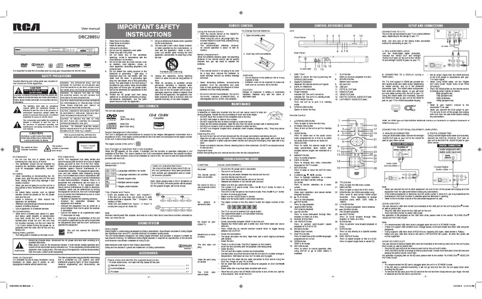 RCA DRC288SU USER MANUAL Pdf Download | ManualsLib
