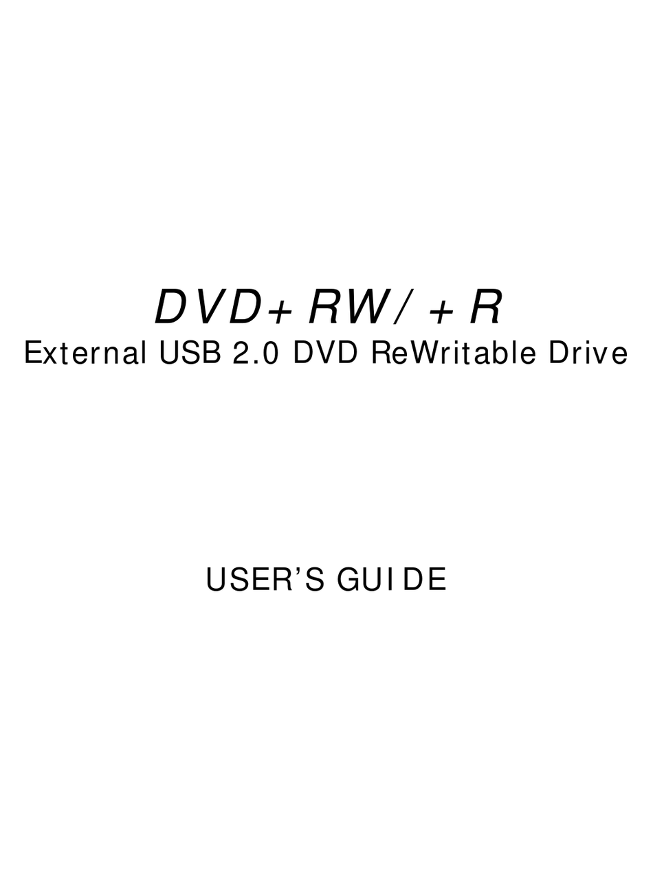 I/O MAGIC DVD+RW/+R EXTERNAL USB 2.0 DVD REWRITABLE DRIVE USER MANUAL