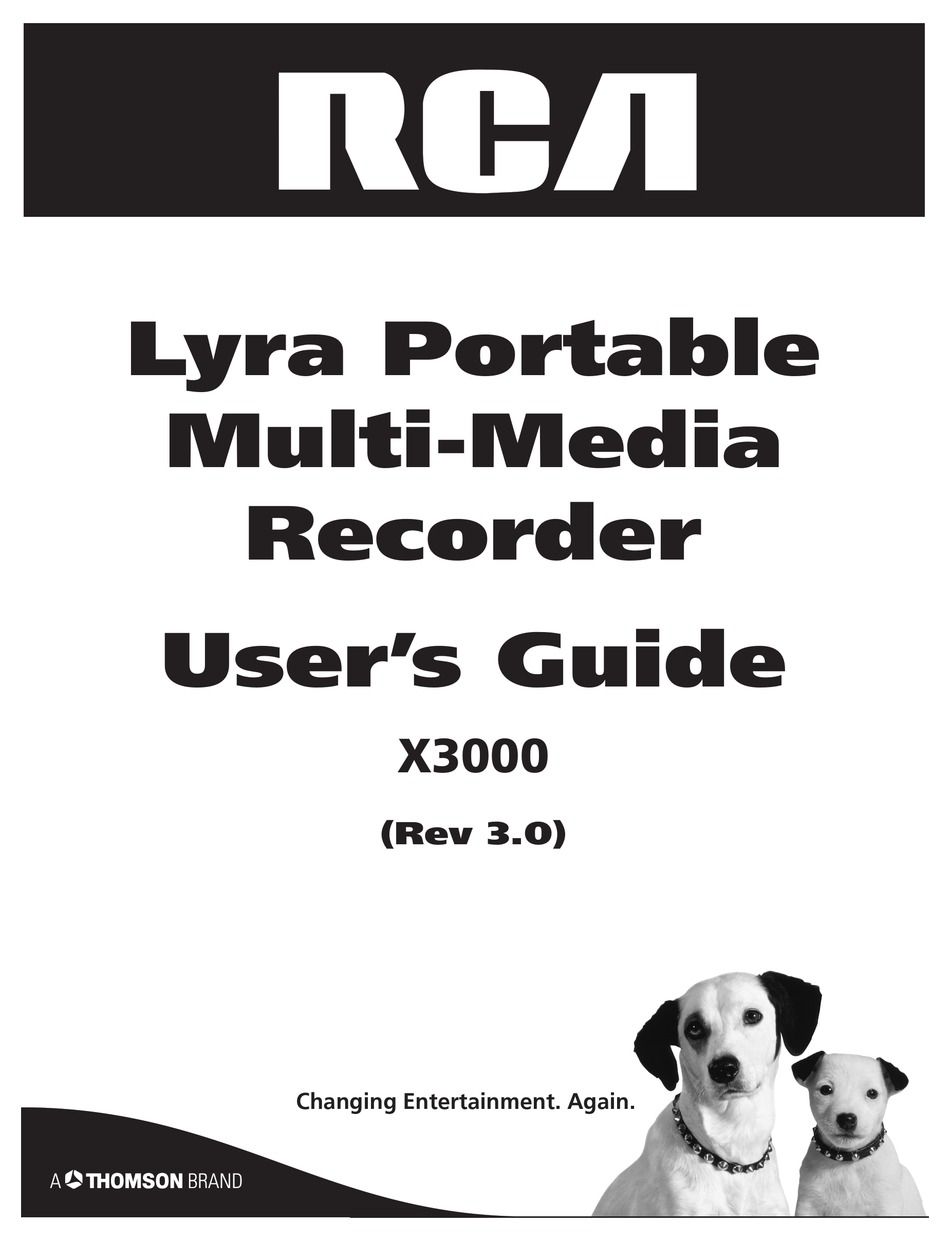 RCA LYRA X3000 USER MANUAL Pdf Download ManualsLib