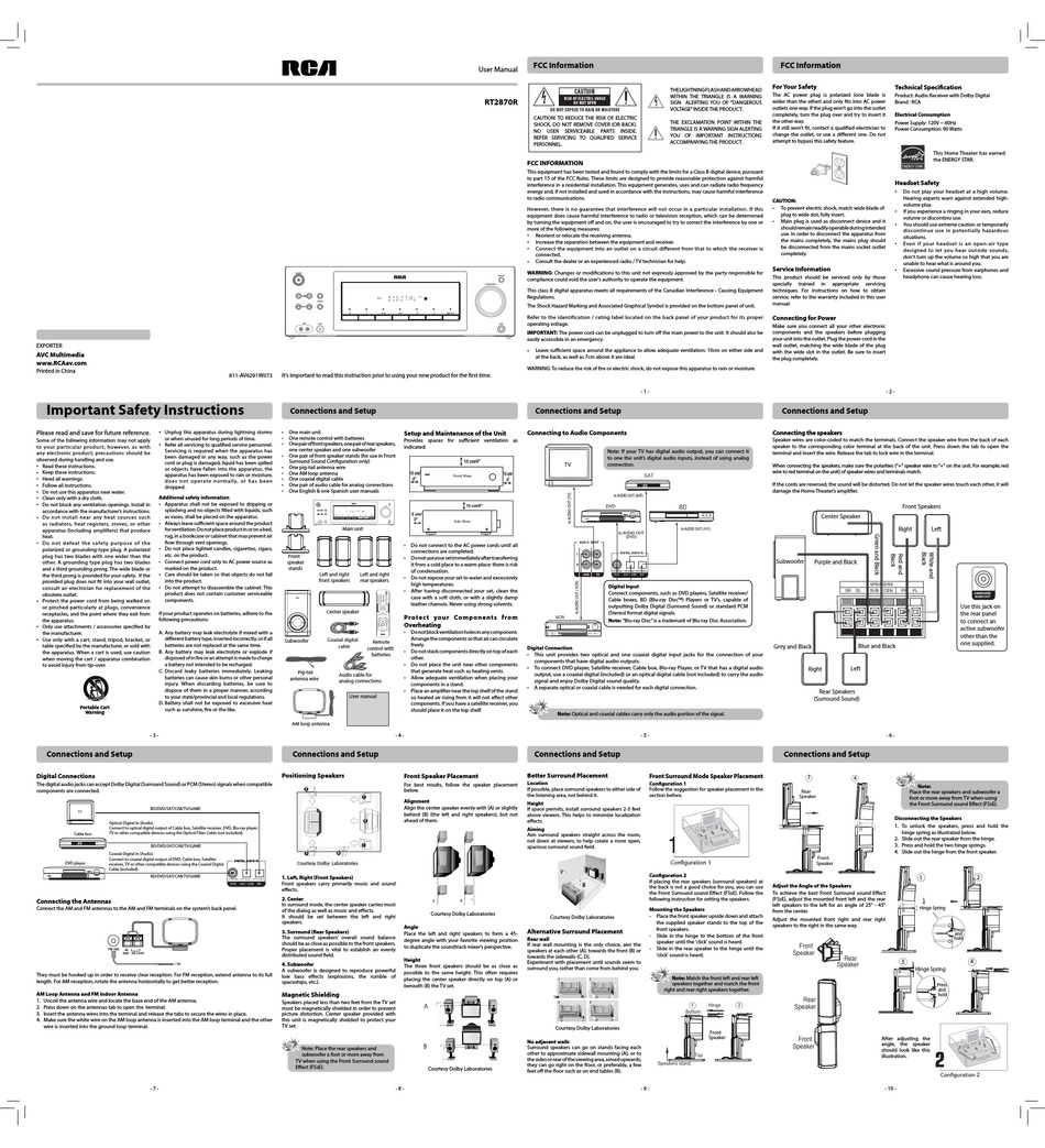 RCA RT2870R USER MANUAL Pdf Download ManualsLib