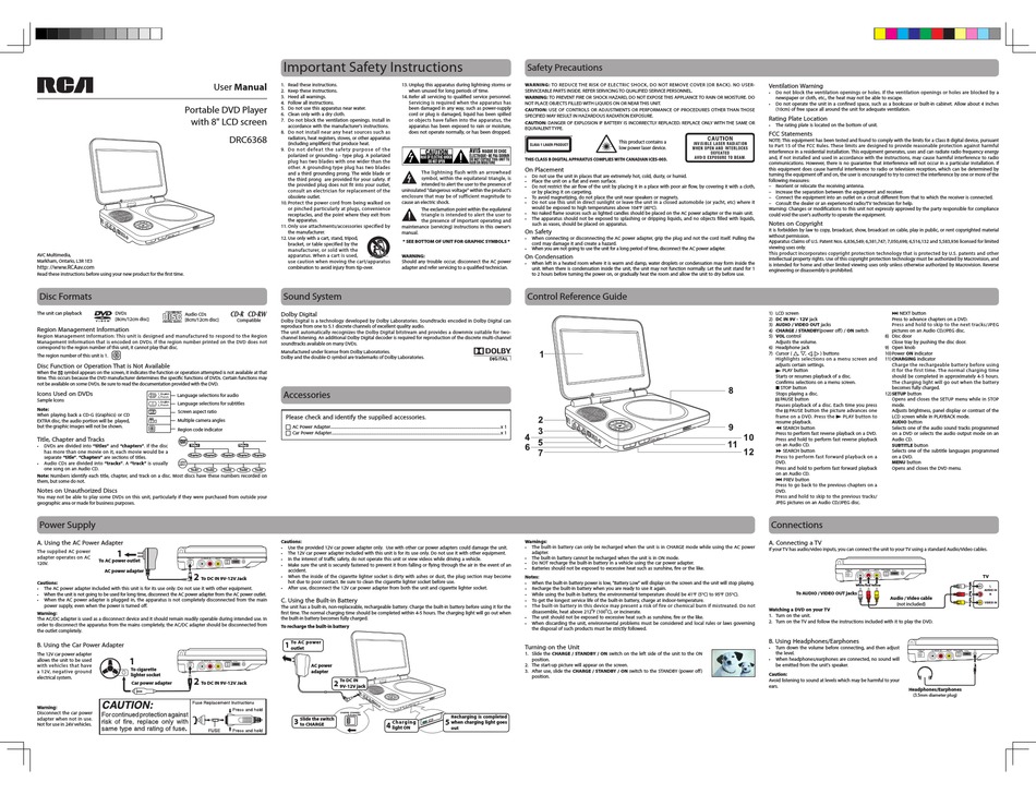 RCA DRC6368 USER MANUAL Pdf Download | ManualsLib