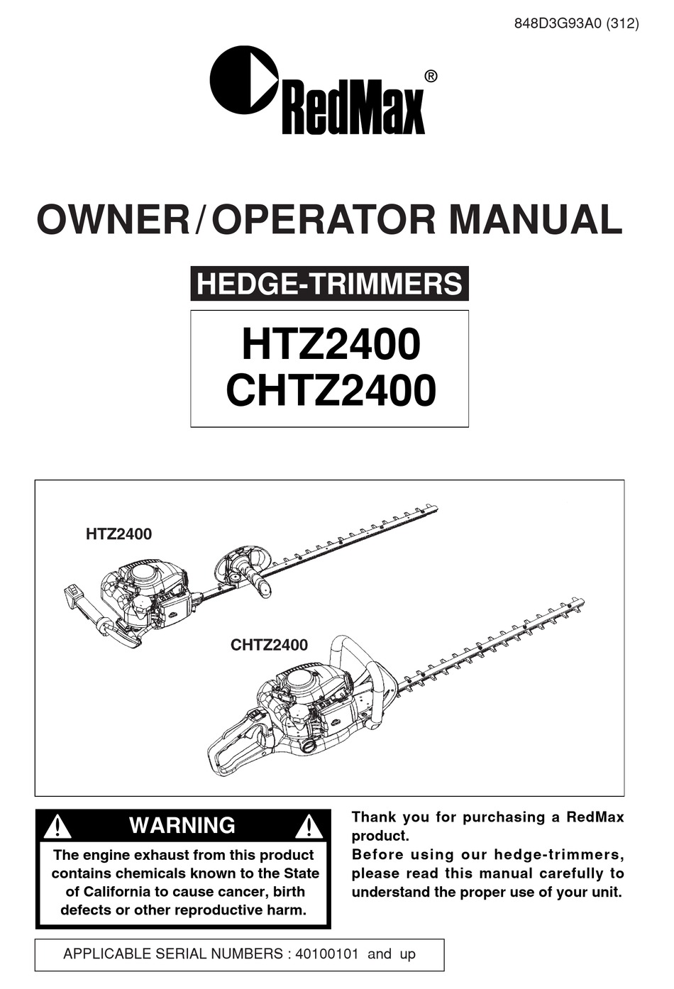 Redmax Chtz2400 Ownersoperators Manual Pdf Download Manualslib 8075