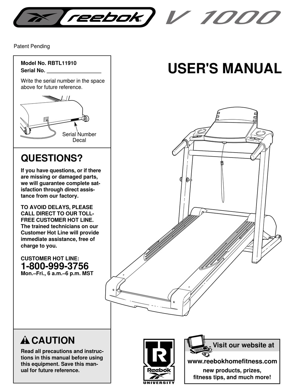 REEBOK RBTL11910 USER MANUAL Pdf Download ManualsLib