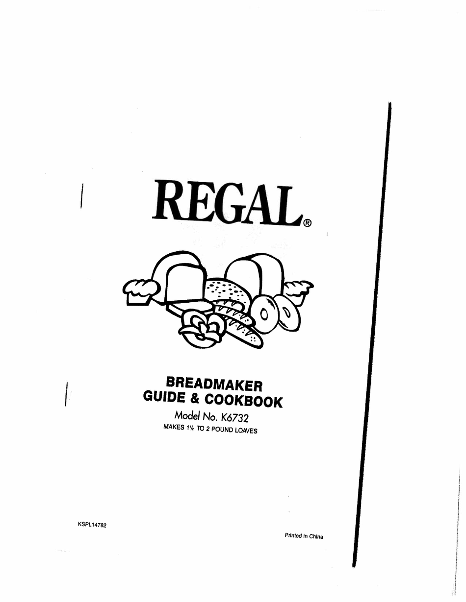 regal breadmaker k6732