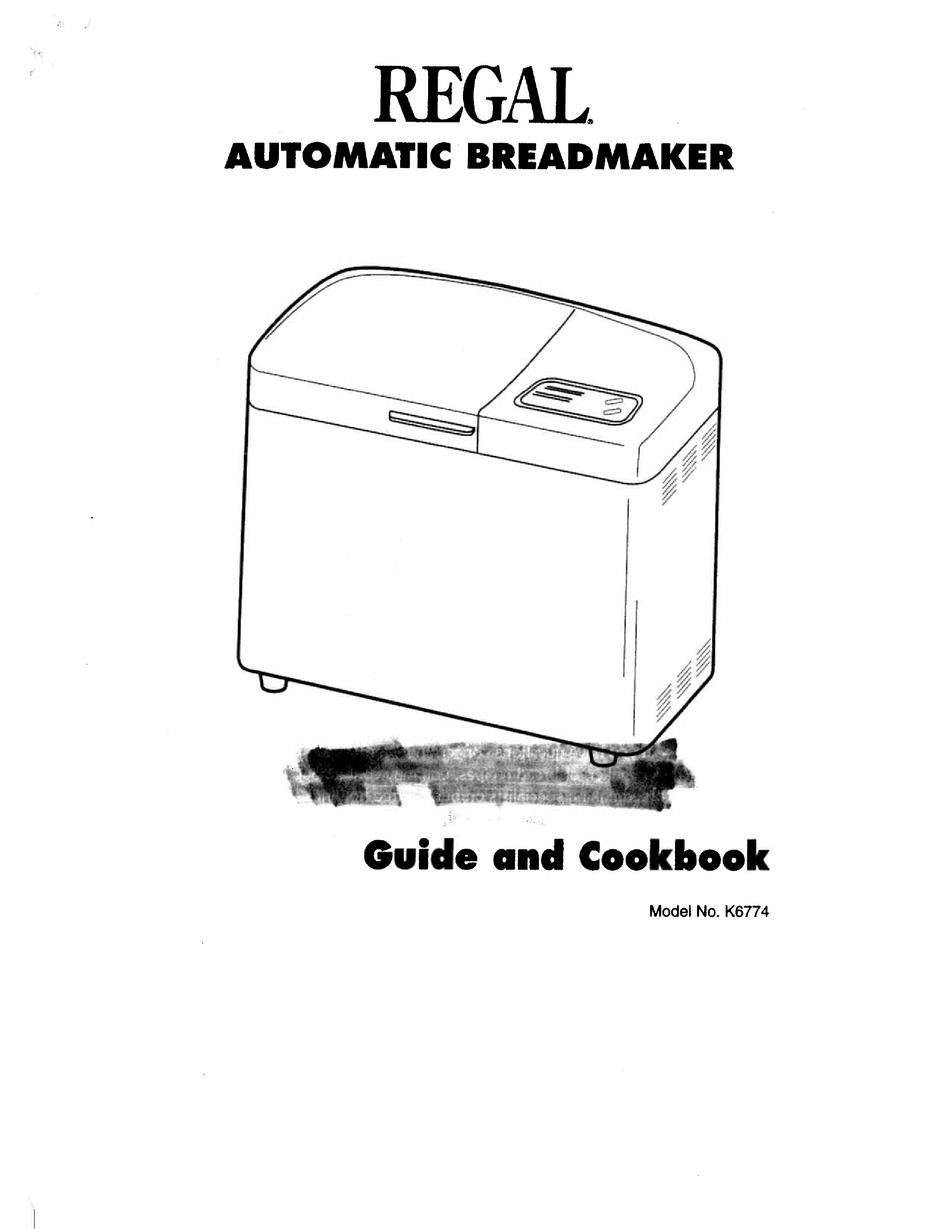 Regal user manuals, service manual, k6774 pdf download, user guides, Bread Maker...