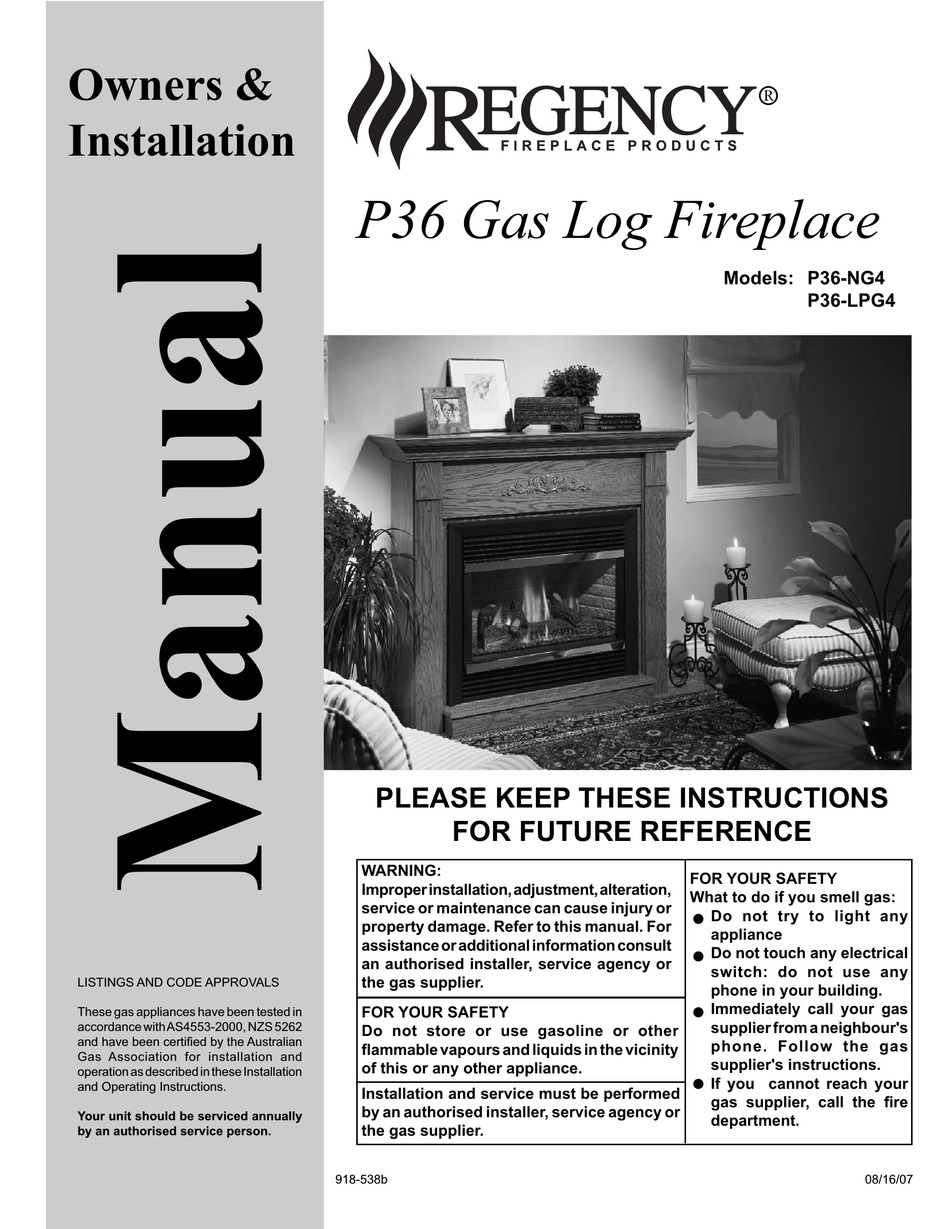 REGENCY P36LPG4 OWNERS & INSTALLATION MANUAL Pdf Download ManualsLib