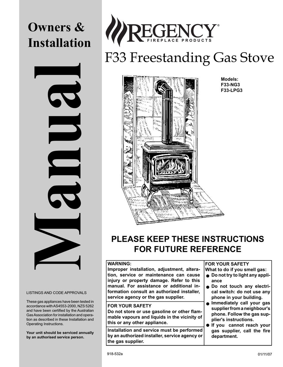 REGENCY F33 OWNERS & INSTALLATION MANUAL Pdf Download ManualsLib