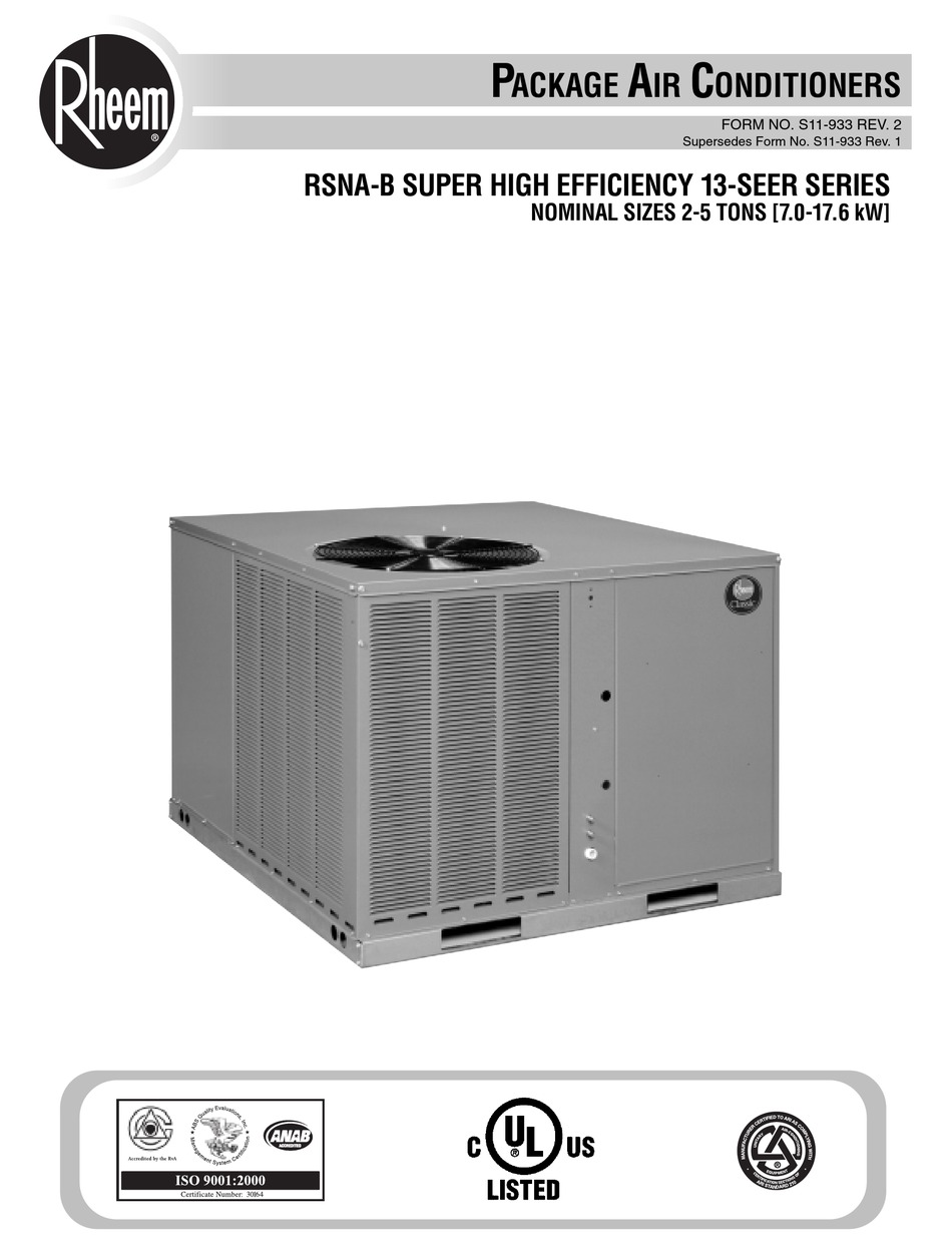 RHEEM RSNA-B SERIES USER MANUAL Pdf Download | ManualsLib