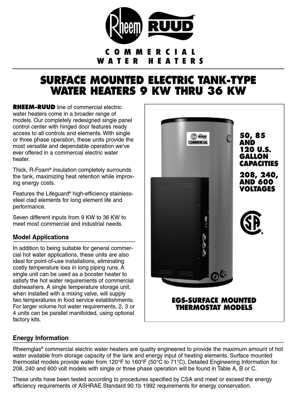 Rheem Commercial Point of Use 20 Gal. 240-Volt 6 kW 1 Phase