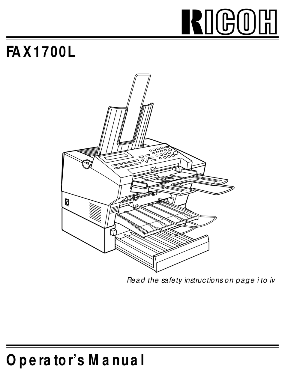 RICOH FAX1700L OPERATOR'S MANUAL Pdf Download ManualsLib