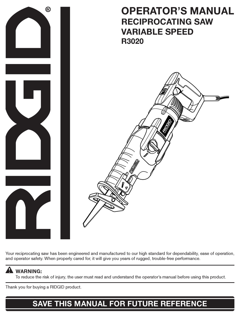 RIDGID R3020 OPERATOR'S MANUAL Pdf Download | ManualsLib