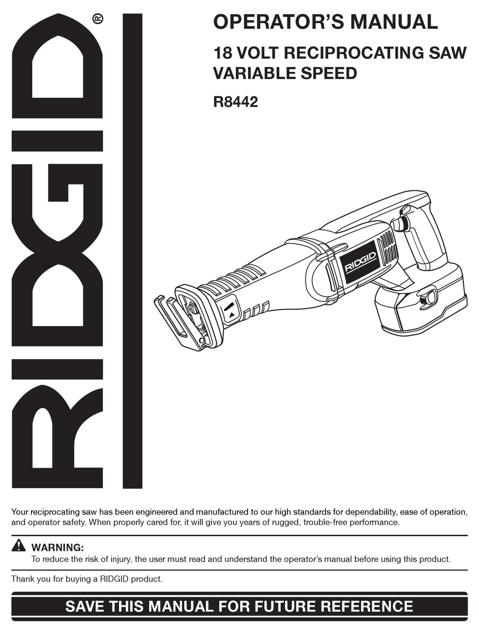 RIDGID R8442 OPERATOR S MANUAL Pdf Download ManualsLib