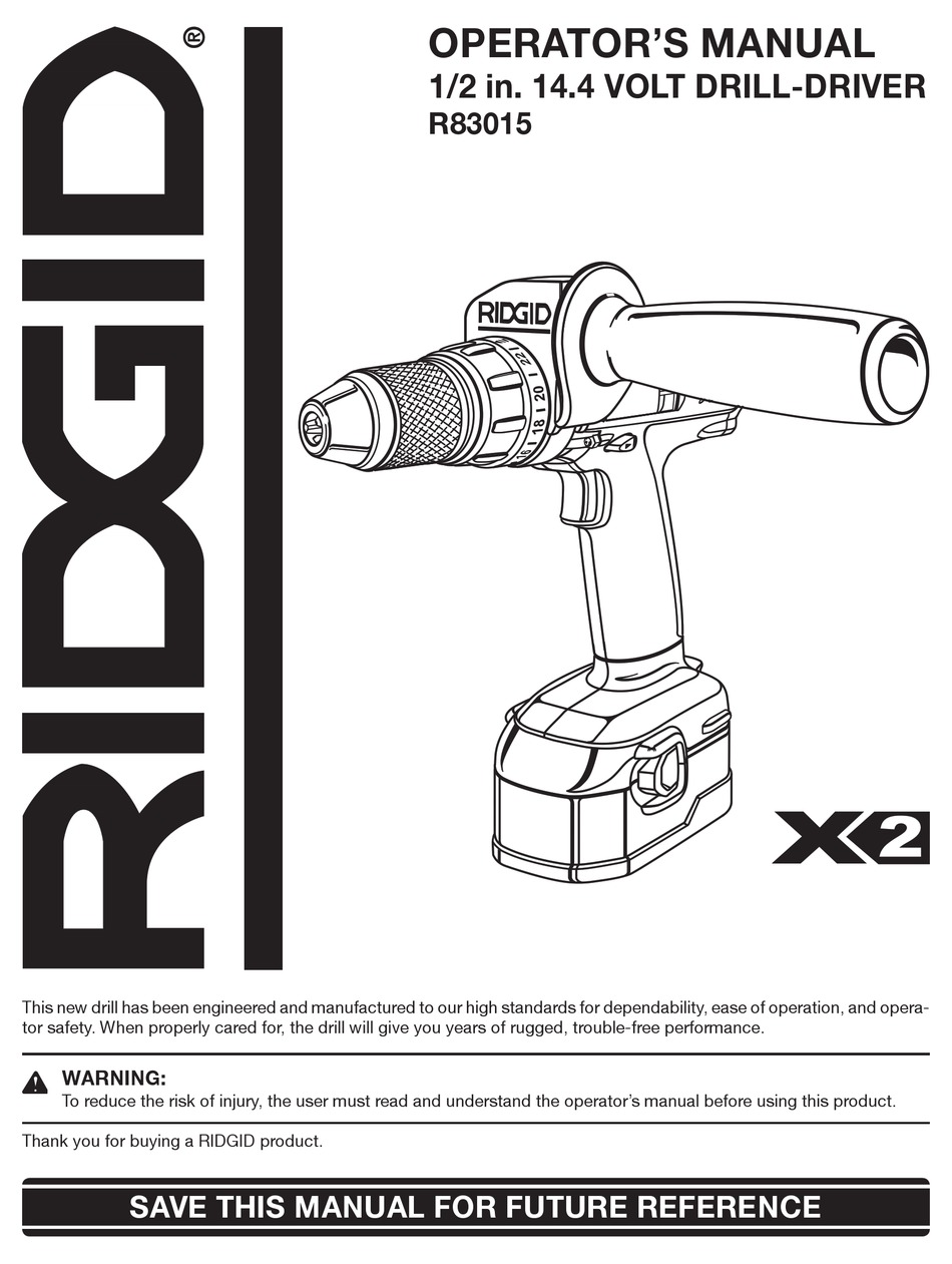 RIDGID R83015 OPERATOR'S MANUAL Pdf 