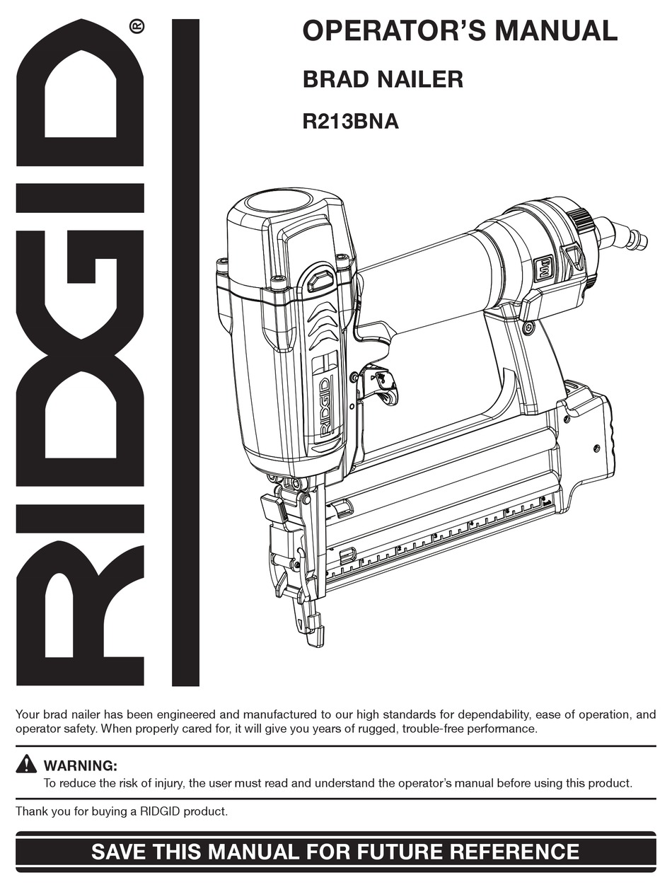 RIDGID R213BNA OPERATOR'S MANUAL Pdf Download ManualsLib