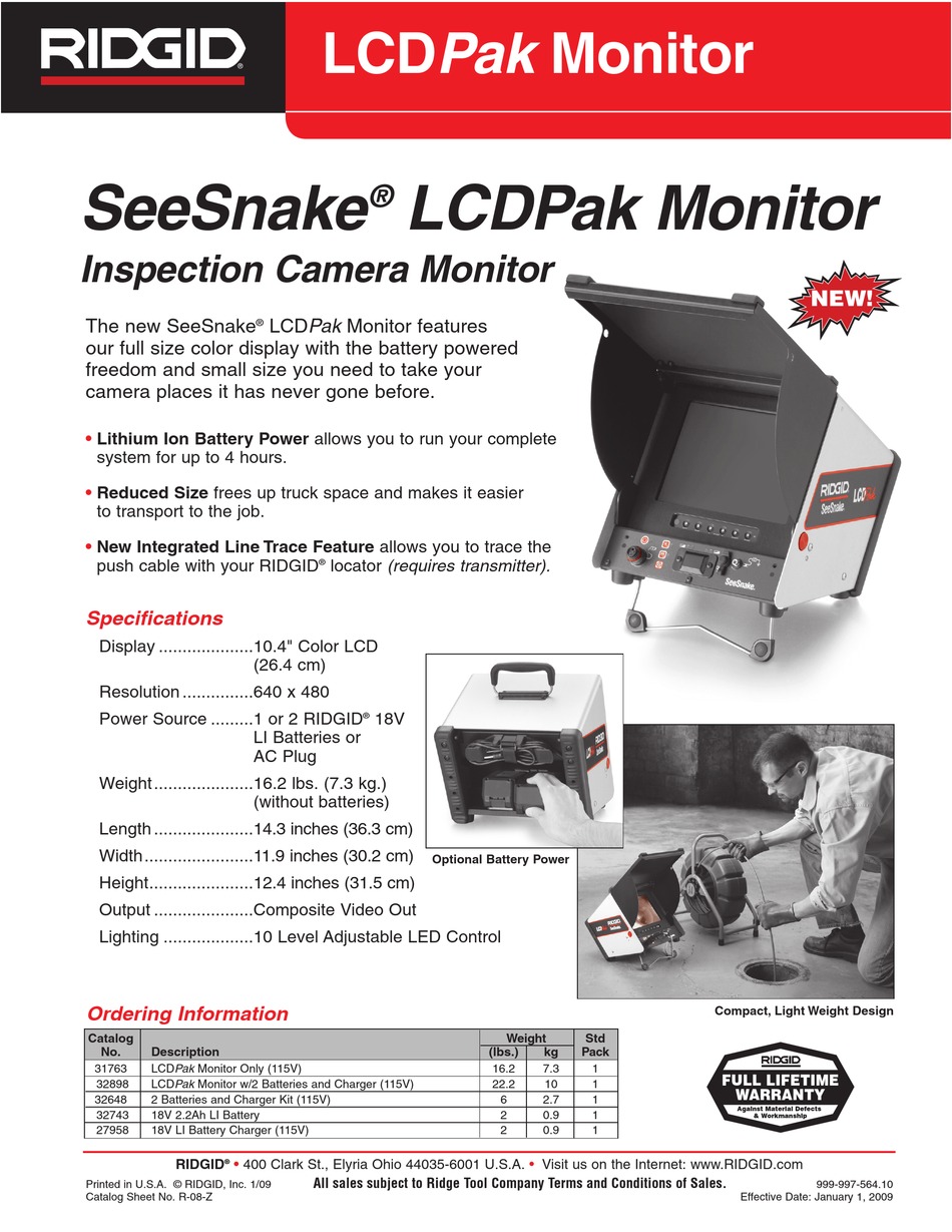 Ridgid SeeSnake CS65XR Monitor Kit with Battery and Charger