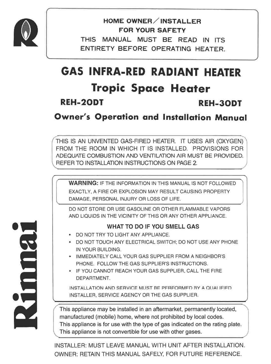 Rinnai Ventless Gas Heater Manual Rinnai Tropic Propane Heater 2025