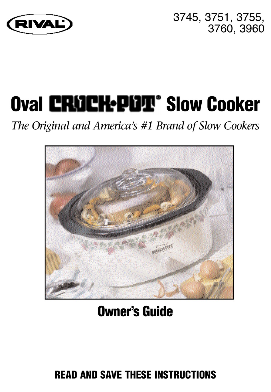 Vintage Rival Crock Pot Slow Cooker Oval Removable Stoneware Model 3745  Nicks. 