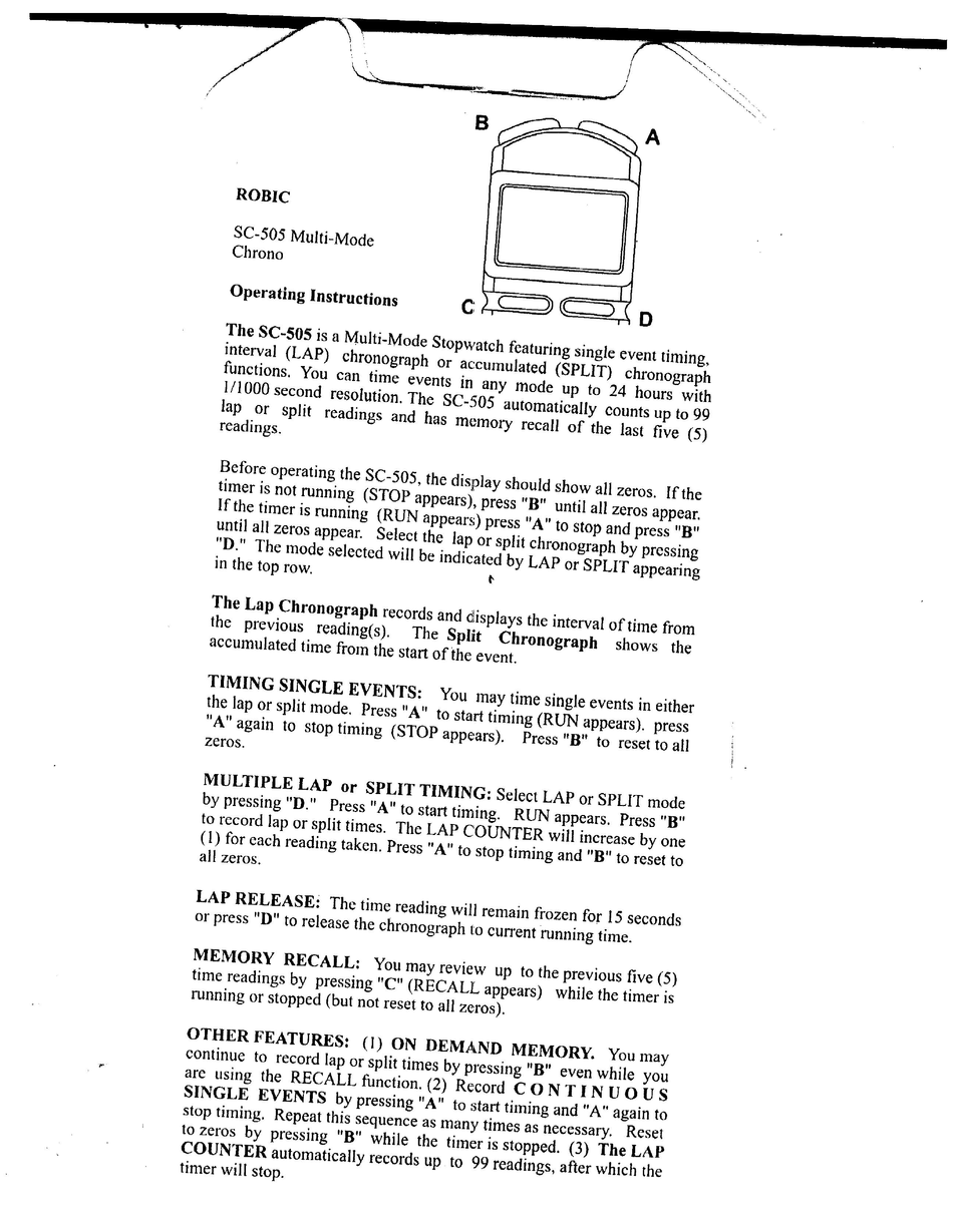 Manual de Cronómetro Robic SC-848W, PDF, Timer