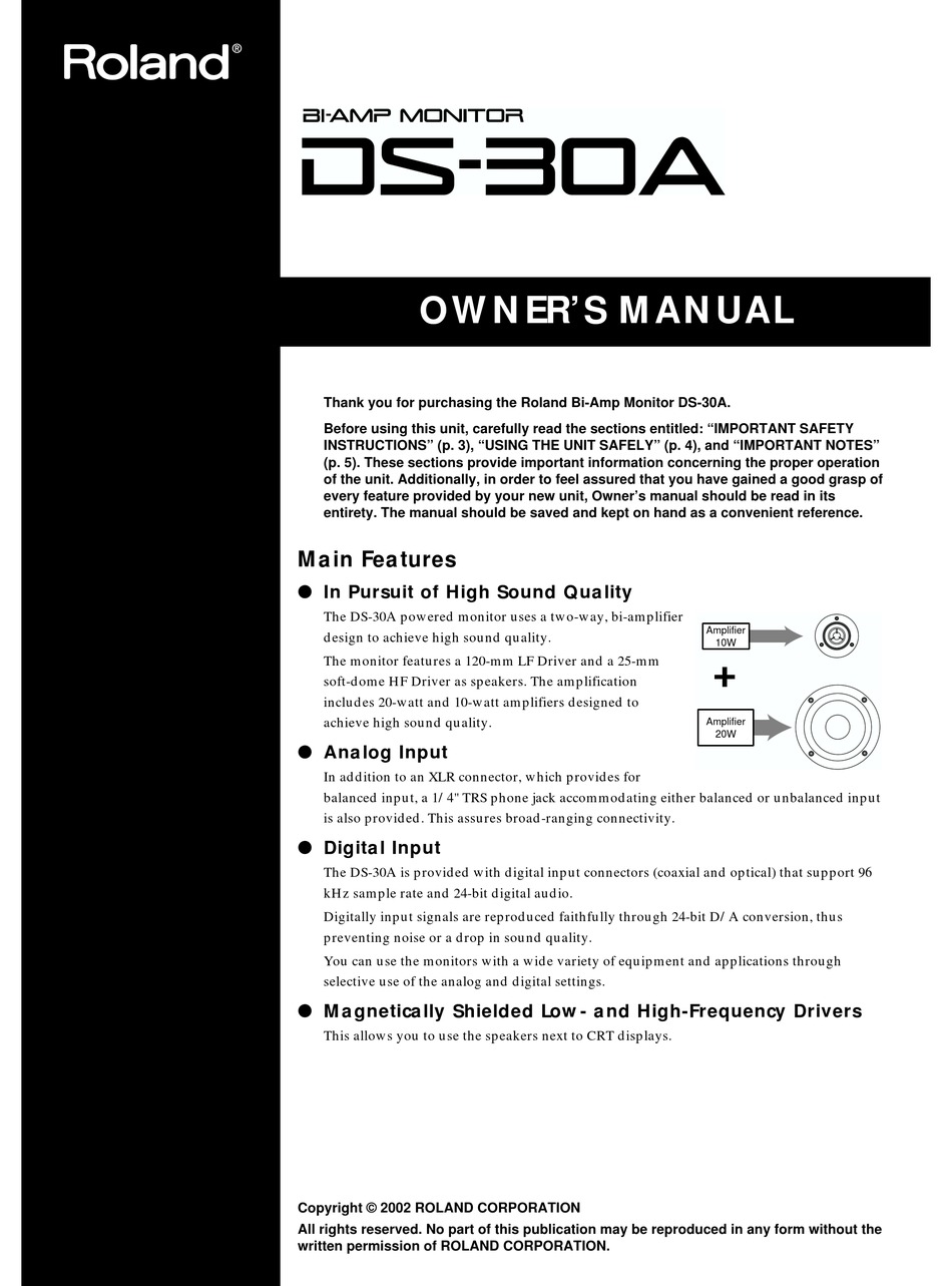 ROLAND DS-30A OWNER'S MANUAL Pdf Download | ManualsLib