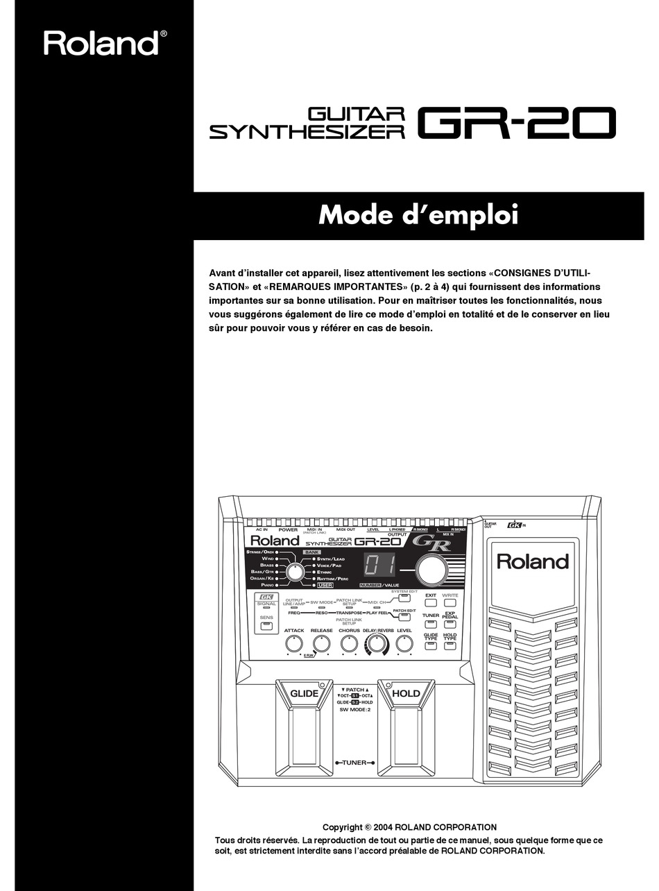 ROLAND GR-20 MODE D'EMPLOI Pdf Download | ManualsLib