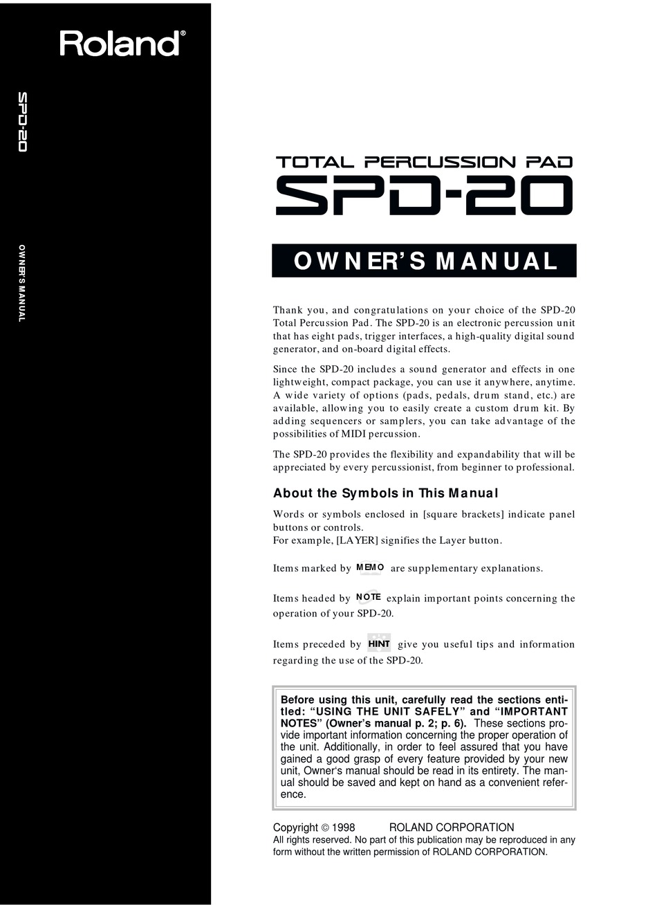 roland spd 20 specifications