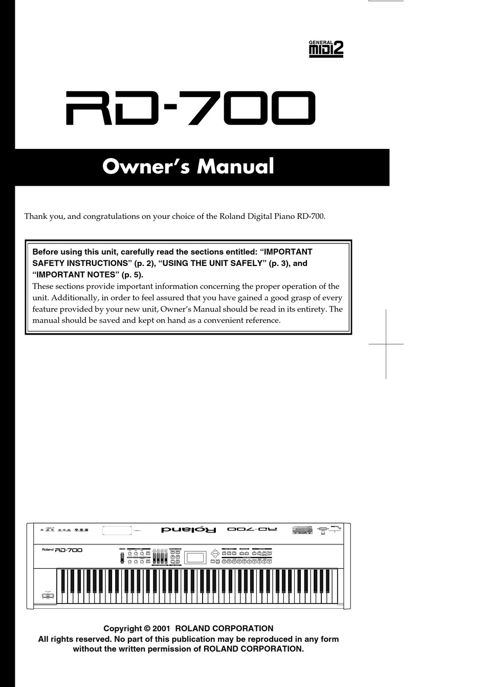 Roland Rd 700 Owner S Manual Pdf Download Manualslib