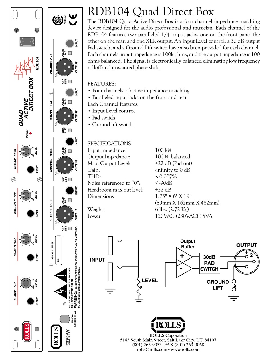 ROLLS RDB104 QUAD DIRECT BOX SPECIFICATIONS Pdf Download ManualsLib