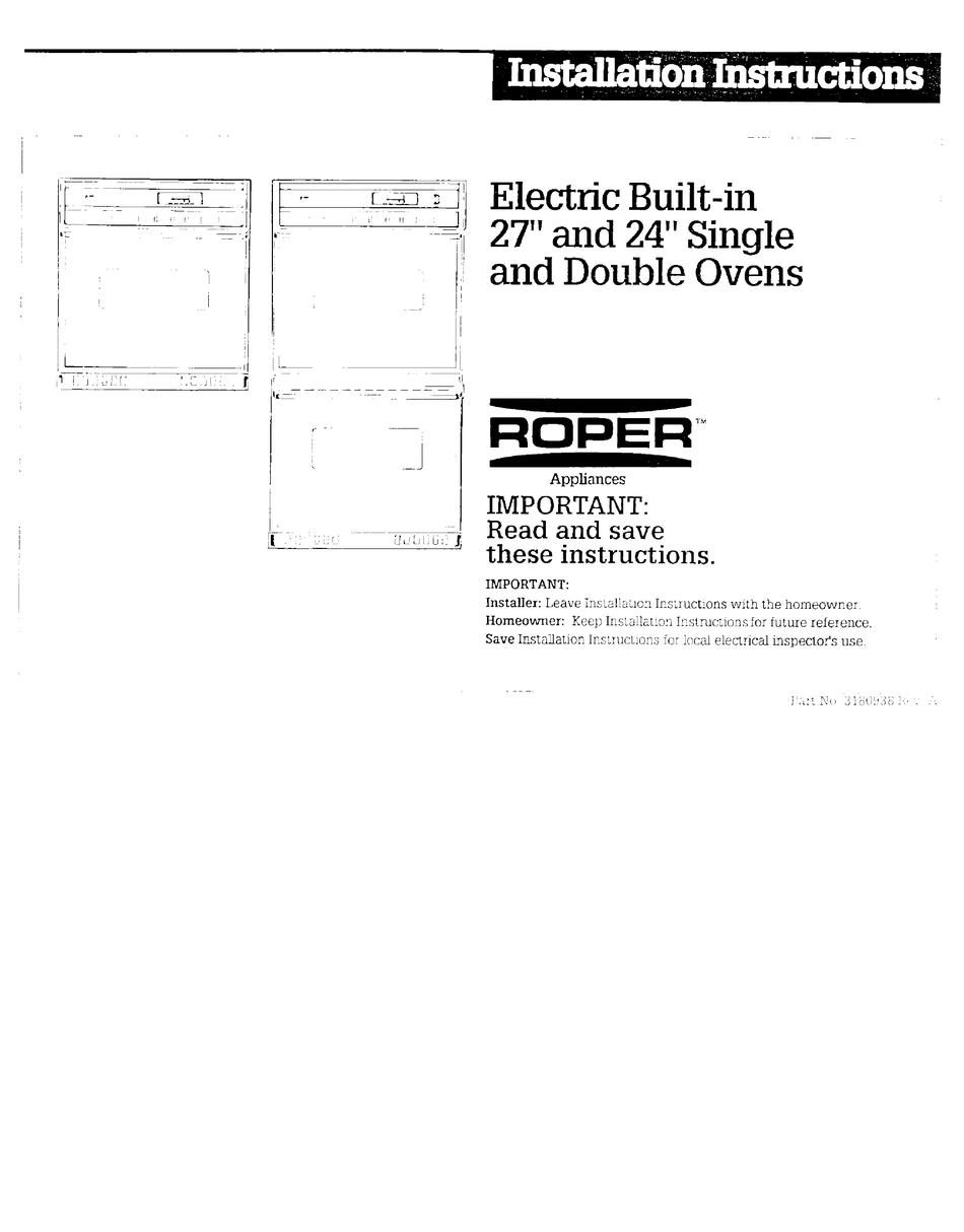 roper 24 gas wall oven