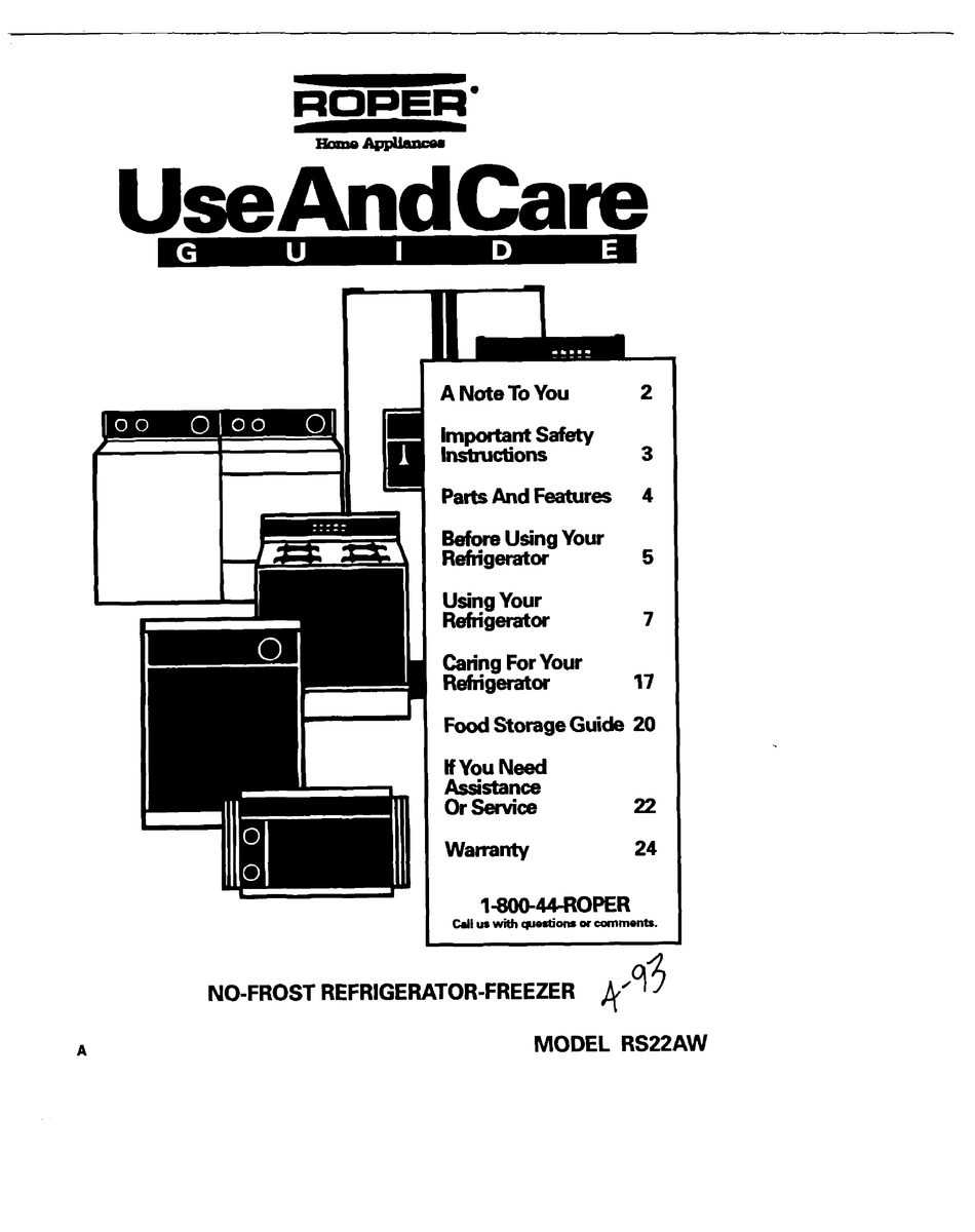ROPER RS22AW USE AND CARE MANUAL Pdf Download ManualsLib