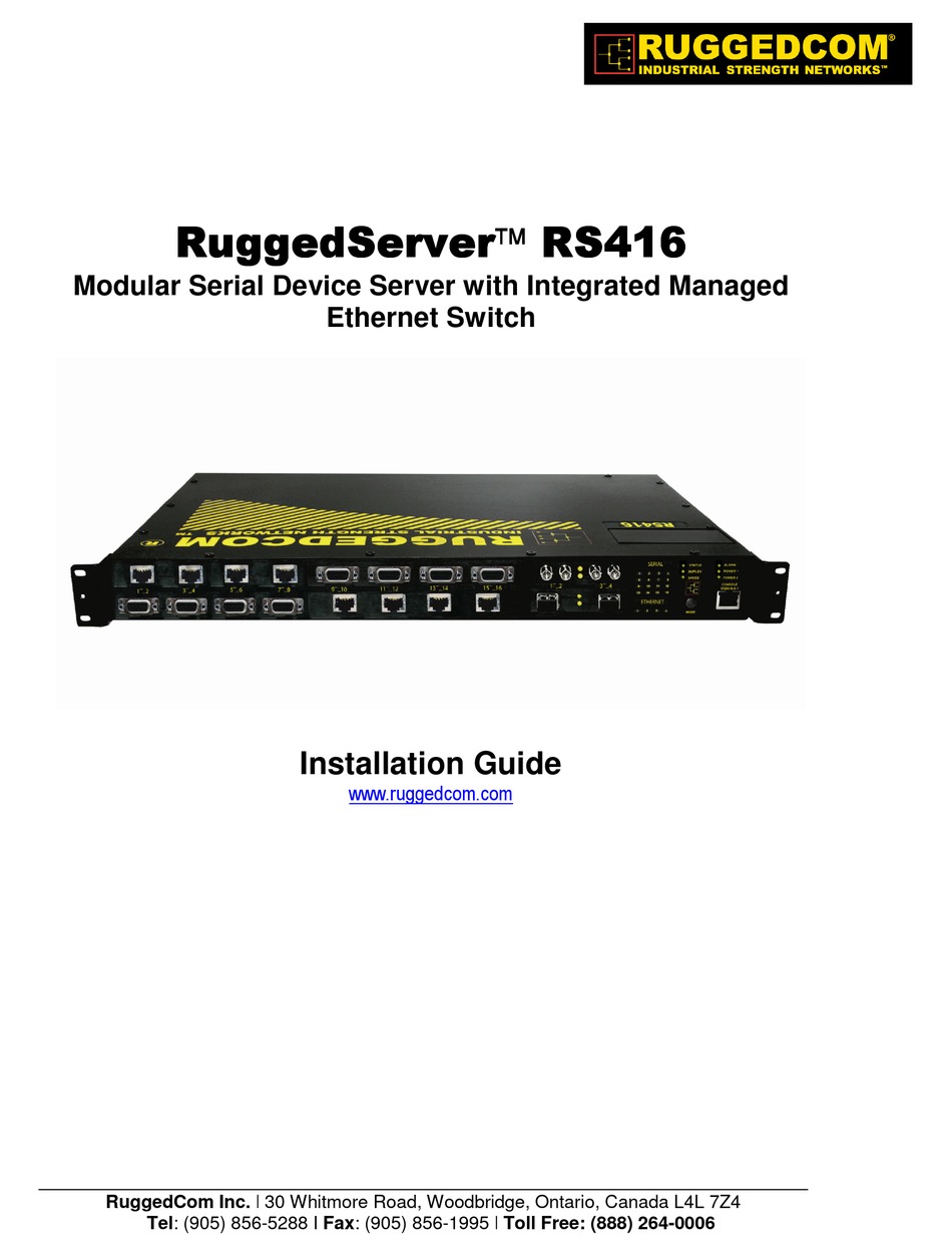 Ruggedcom Ruggedserver Rs416 Installation Manual Pdf Download Manualslib