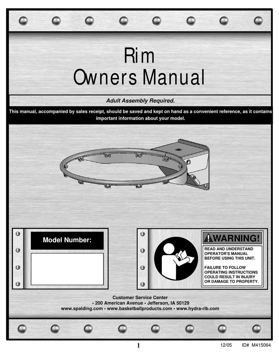 SPALDING M415064 OWNER'S MANUAL Pdf Download ManualsLib