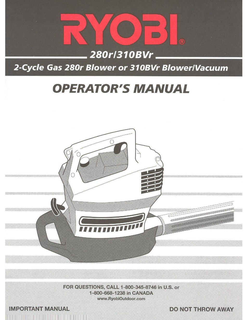Ryobi 310bvr Operators Manual Pdf Download Manualslib