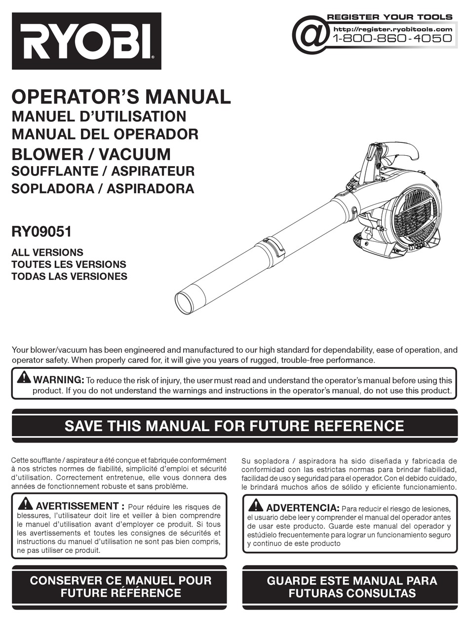 RYOBI RY09051 OPERATOR'S MANUAL Pdf Download | ManualsLib