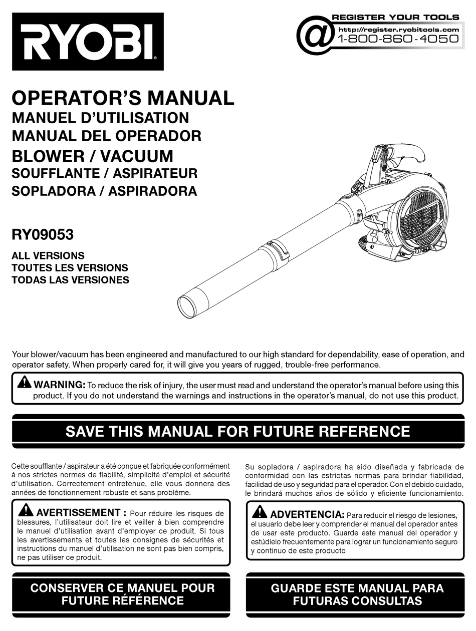 RYOBI RY09053 OPERATOR'S MANUAL Pdf Download | ManualsLib