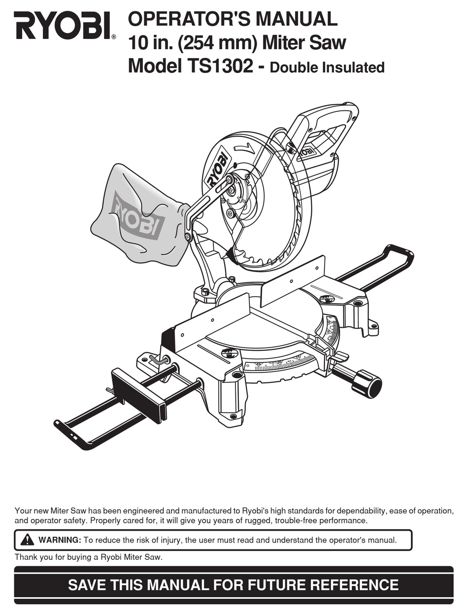 RYOBI TS1302 OPERATOR'S MANUAL Pdf 