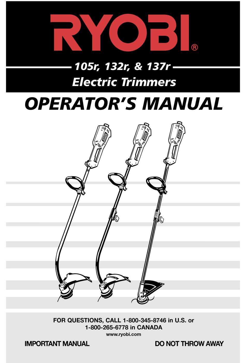 RYOBI 105R, 132R, OPERATOR'S MANUAL Pdf Download | ManualsLib